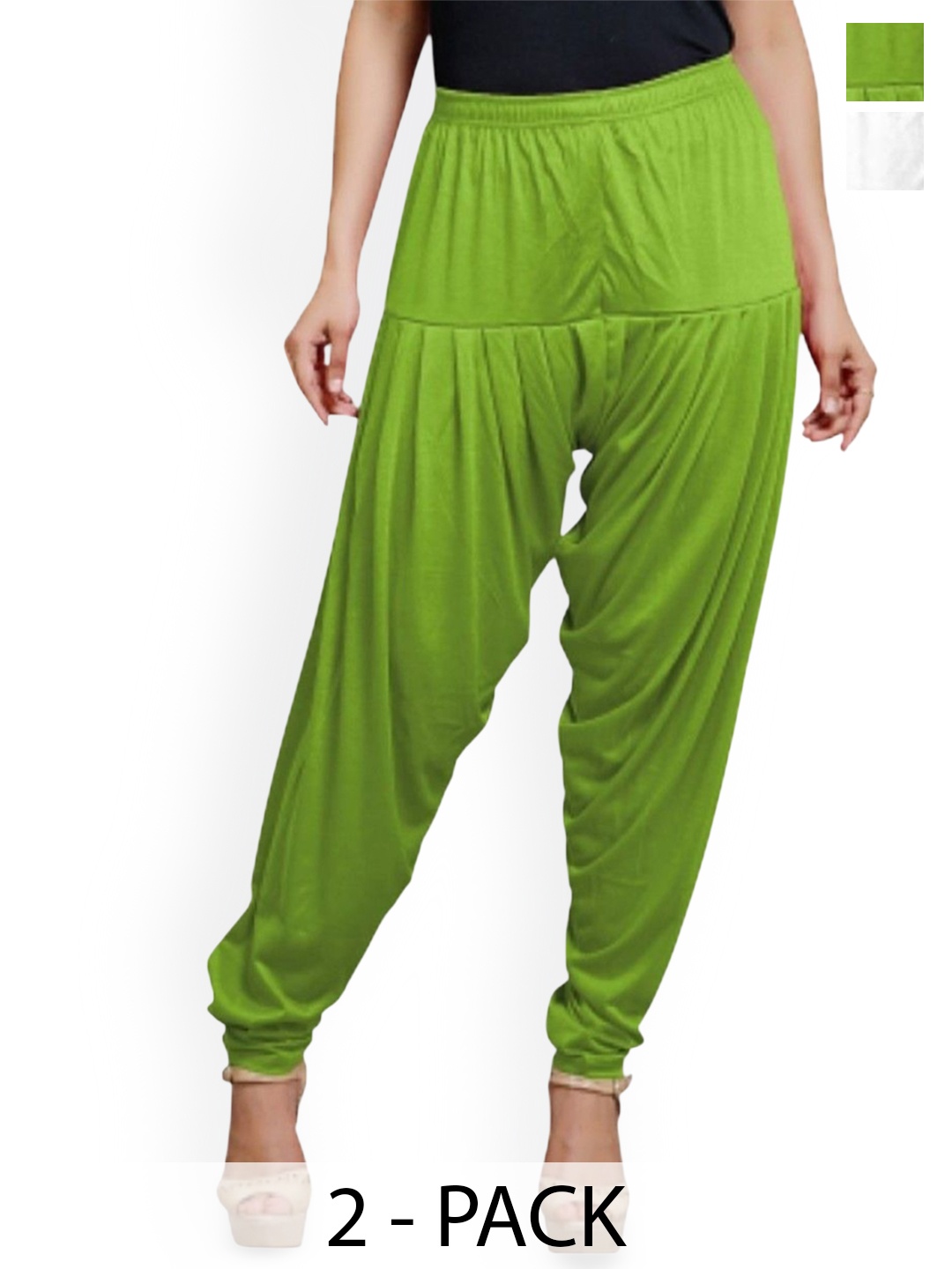 

AFRA GARMENTS Women Pack Of 2 Mid Rise Loose Fit Patiala, White