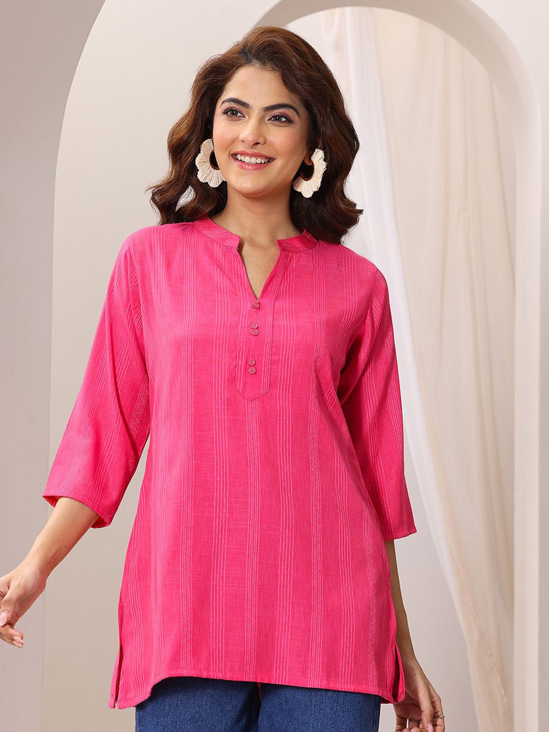 

Libas Woven Design Kurti, Pink