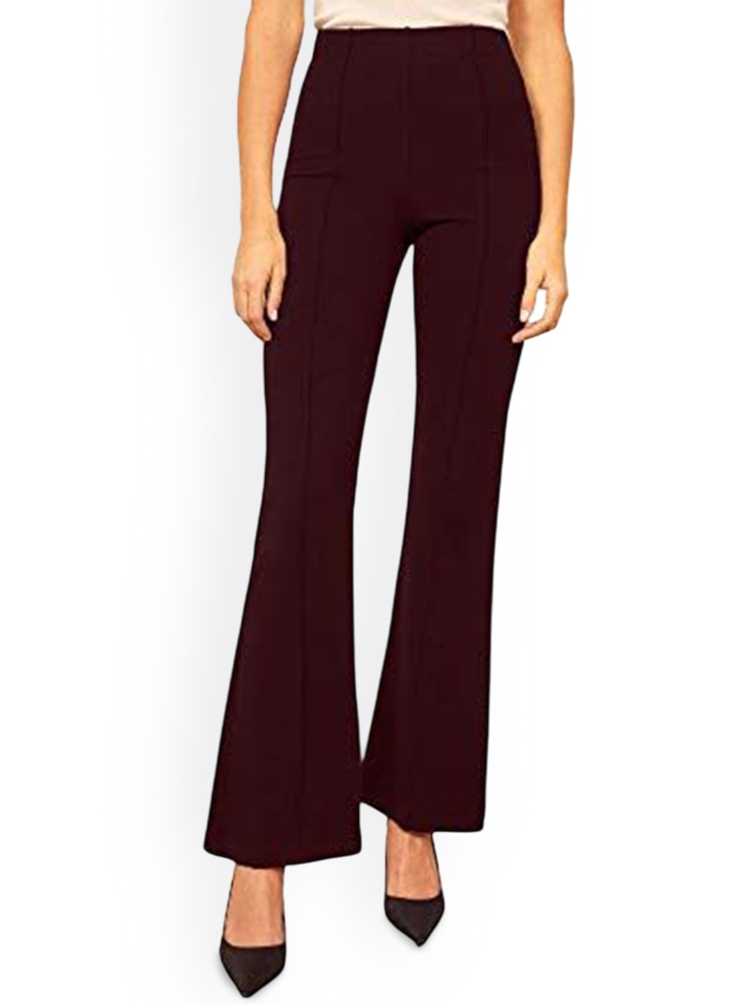 

JONAYA Mid-Rise Slim-Fit Trousers, Maroon