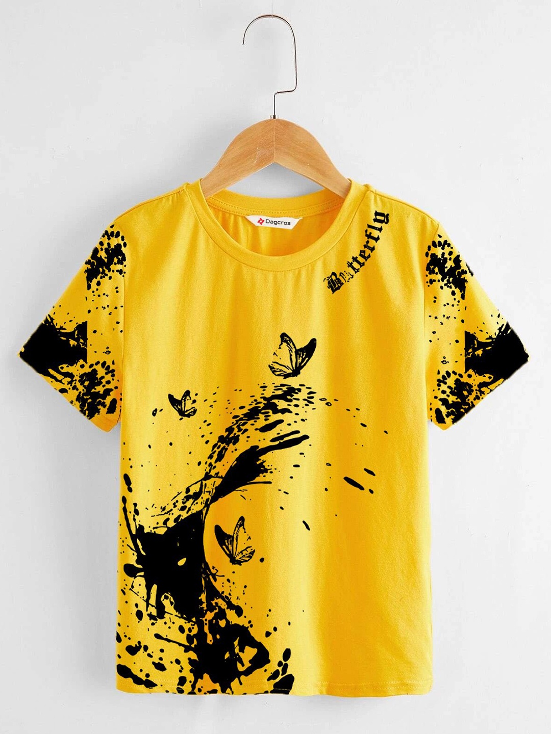 

Dagcros Boys Graphic Printed Round Neck Cotton T-shirt, Yellow