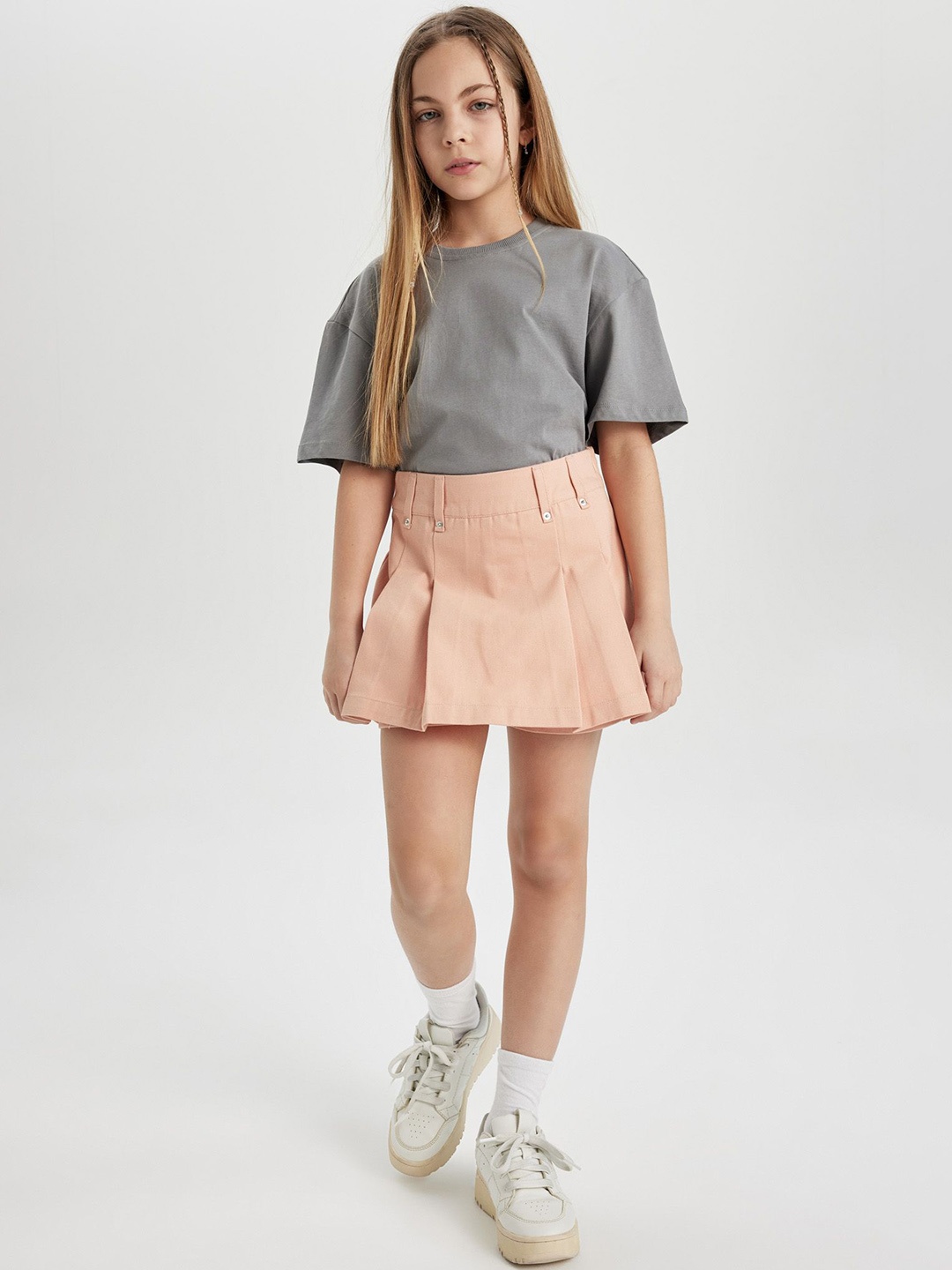 

DeFacto Girls Pleated A-Line Mini Skirt, Orange