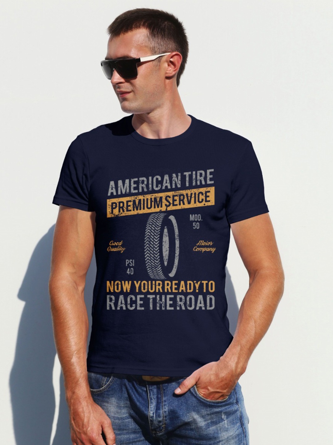 

Moda Rapido Men Typography Printed Round Neck Cotton T-shirt, Navy blue