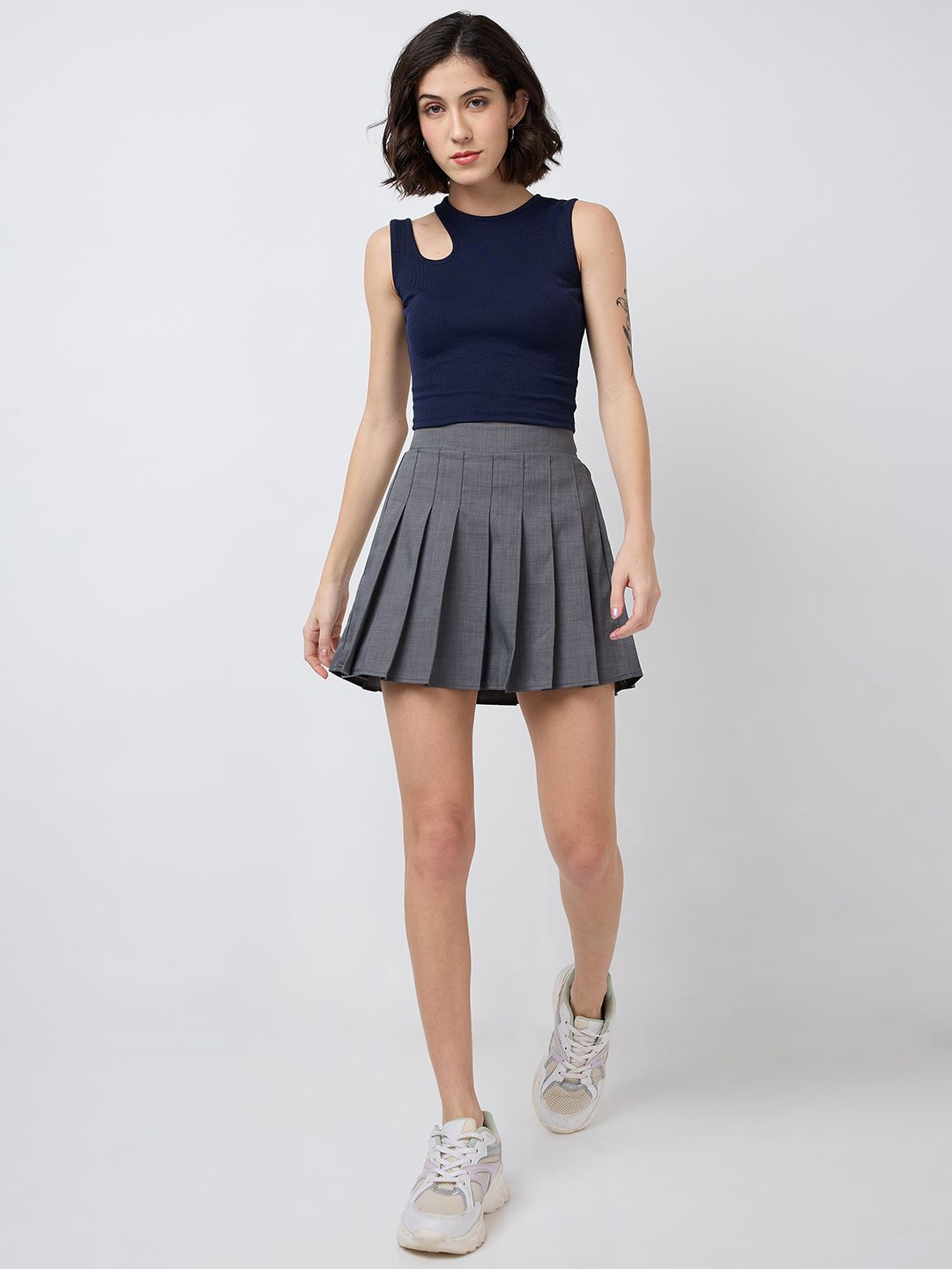 

SZN Women Sleeveless Crop Fitted Top, Navy blue