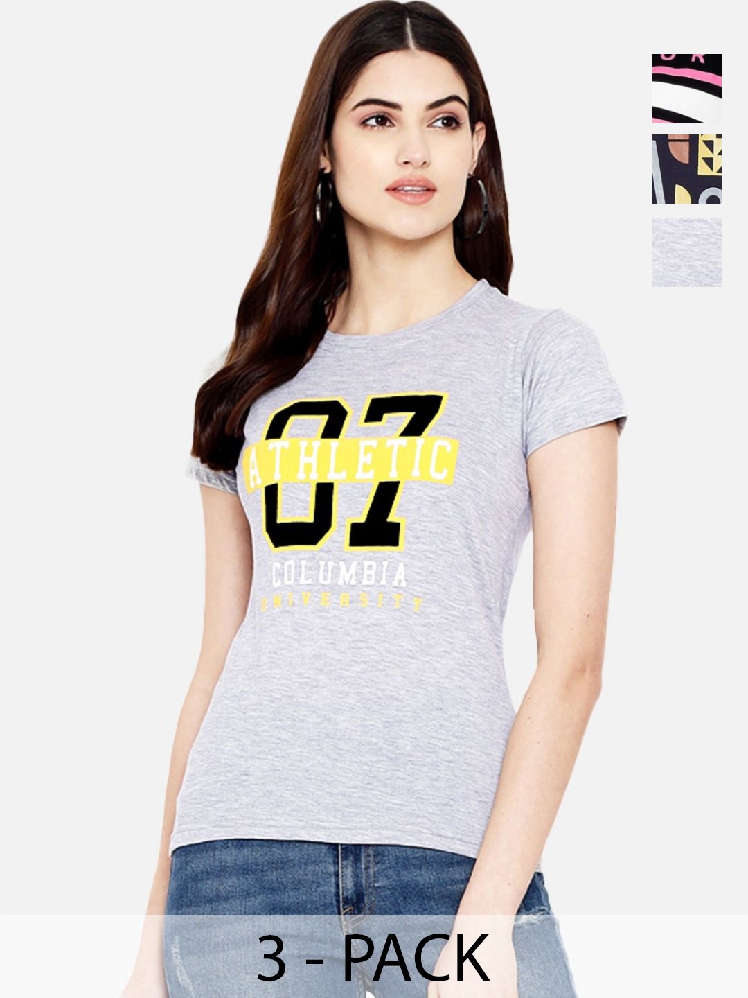 

Dreambe Women Typography 3 Wonder Woman Printed Applique T-shirt, Multi