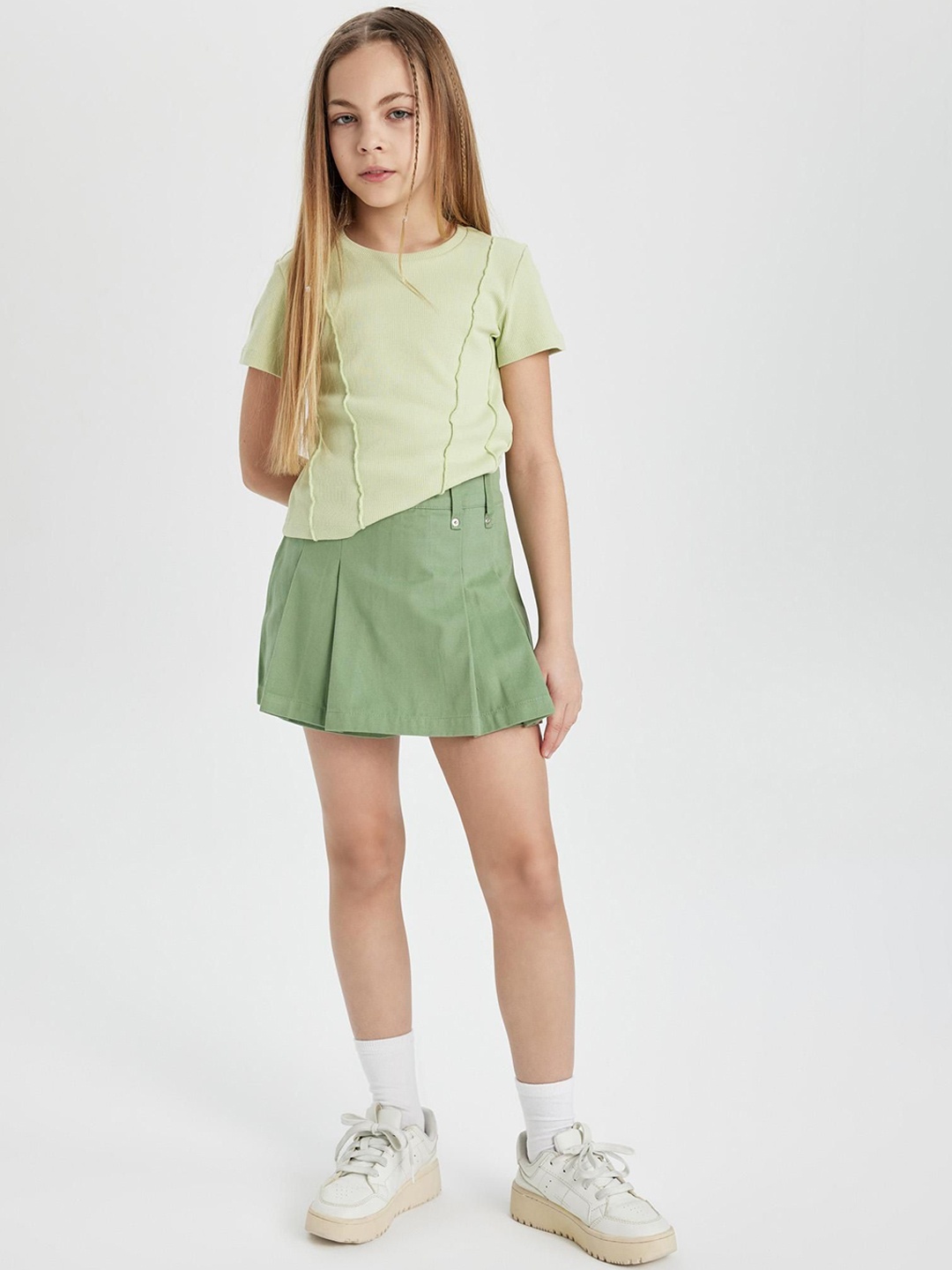 

DeFacto Girls A-Line Mini Skirt, Green