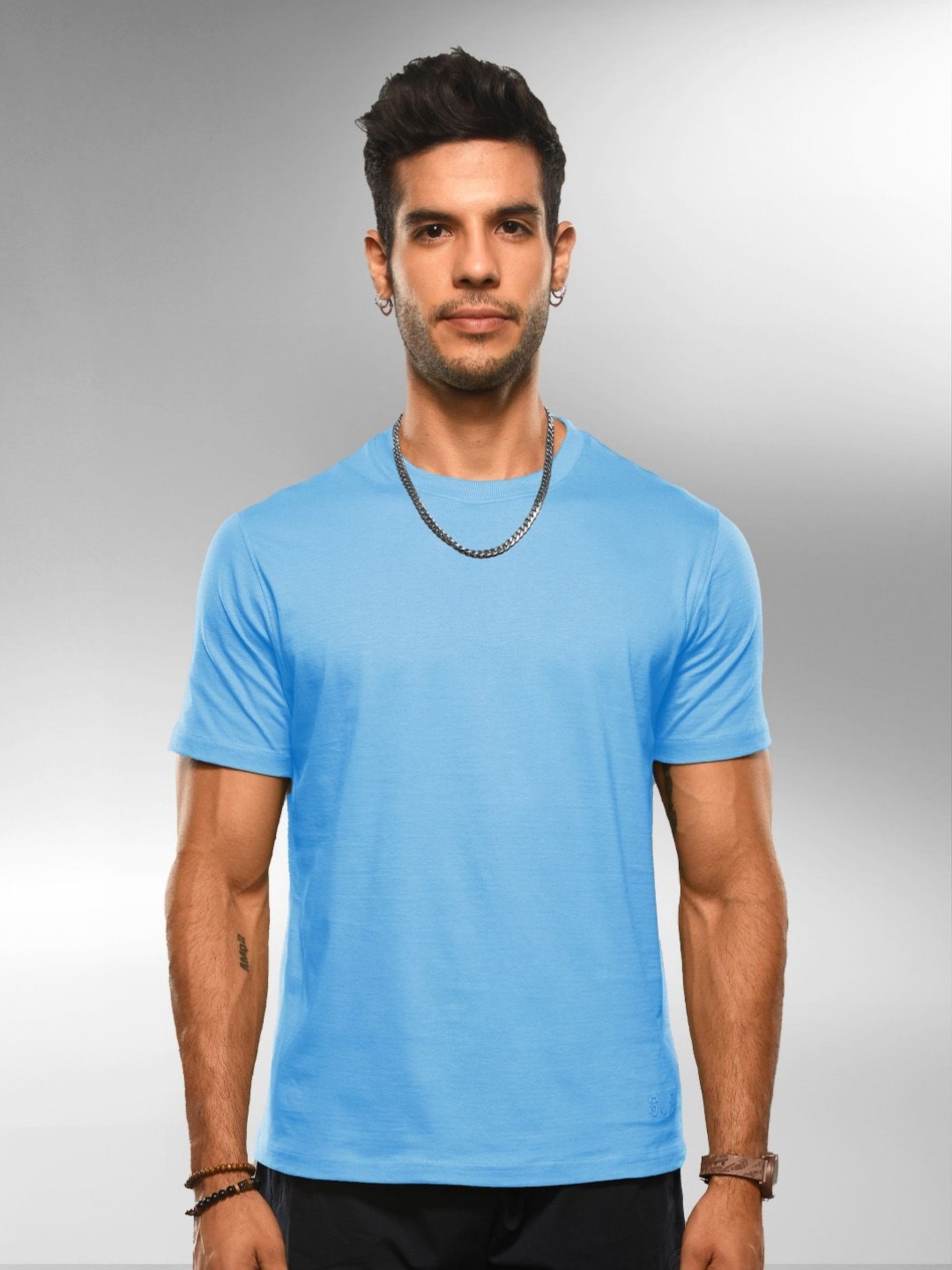 

Supa Men Solid Round Neck Cotton T-shirt, Blue