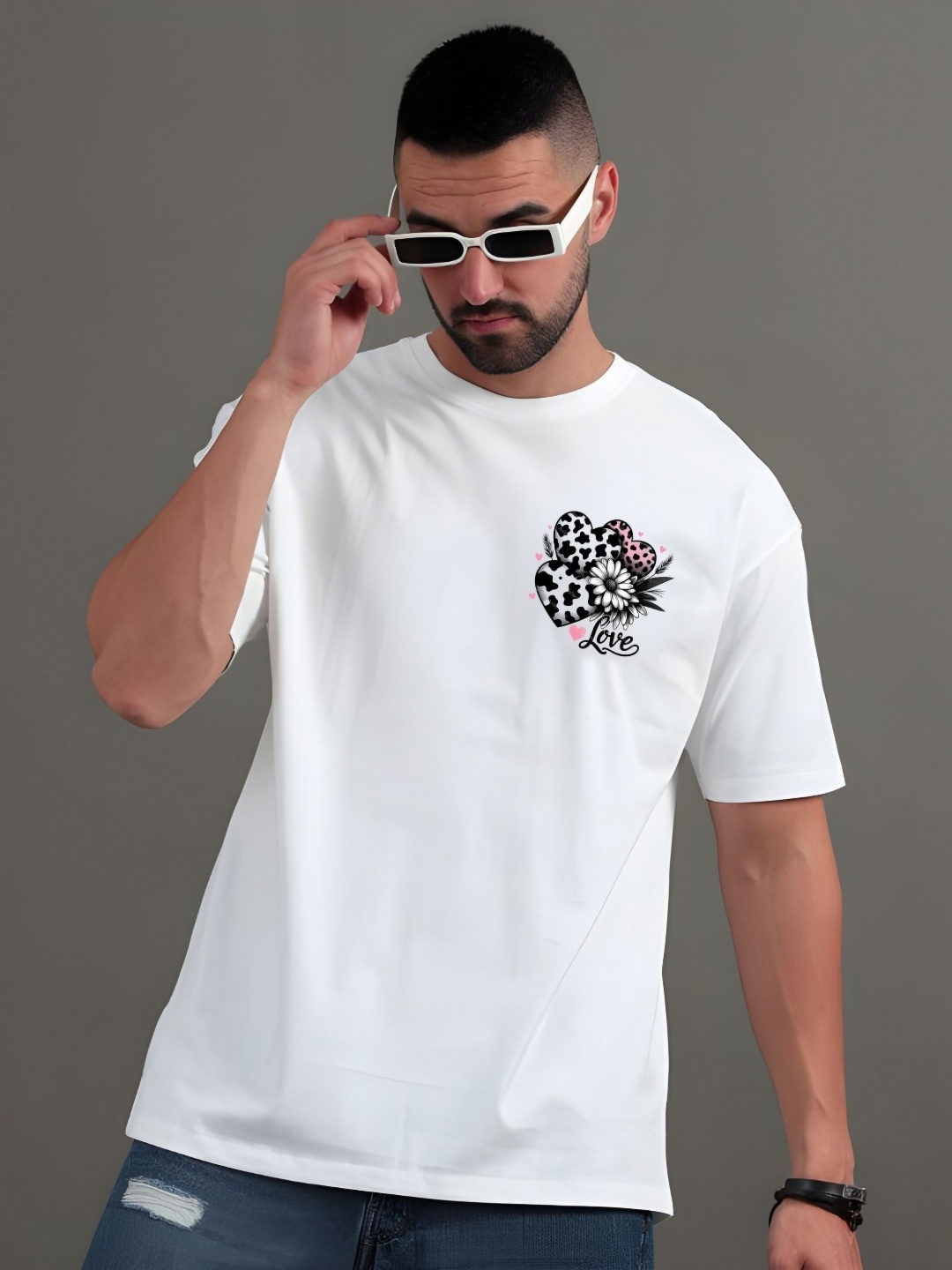 

SZN Men Graphic Printed Round Neck Cotton T-shirt, White