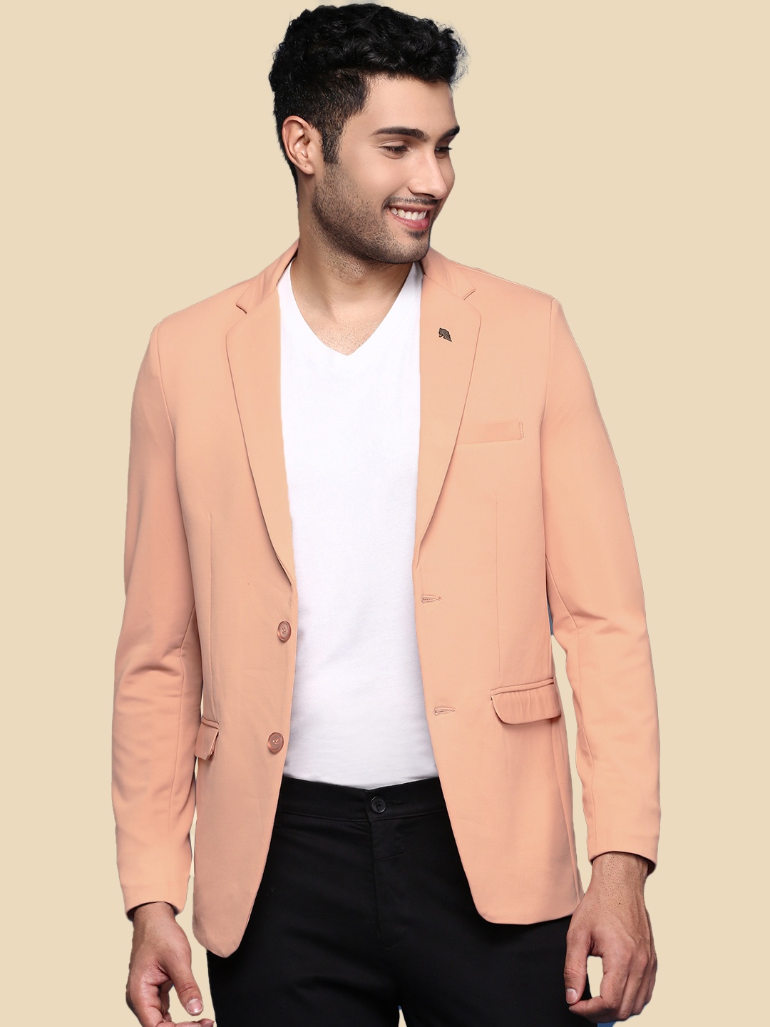 

SHOWOFF Slim Fit Single Breasted Blazer, Peach