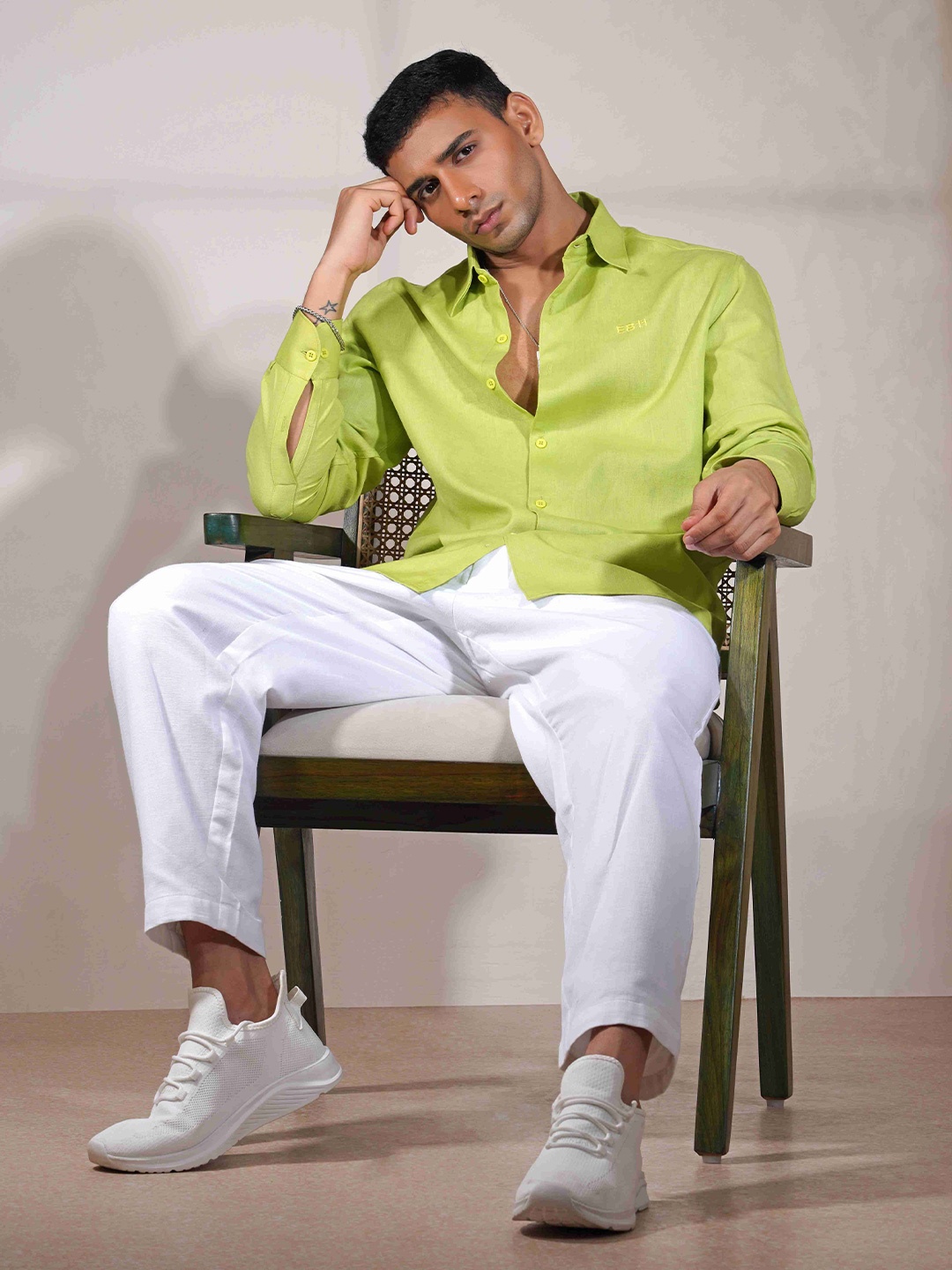 

Eleven Brothers Wasabi Casual Linen Shirt, Green