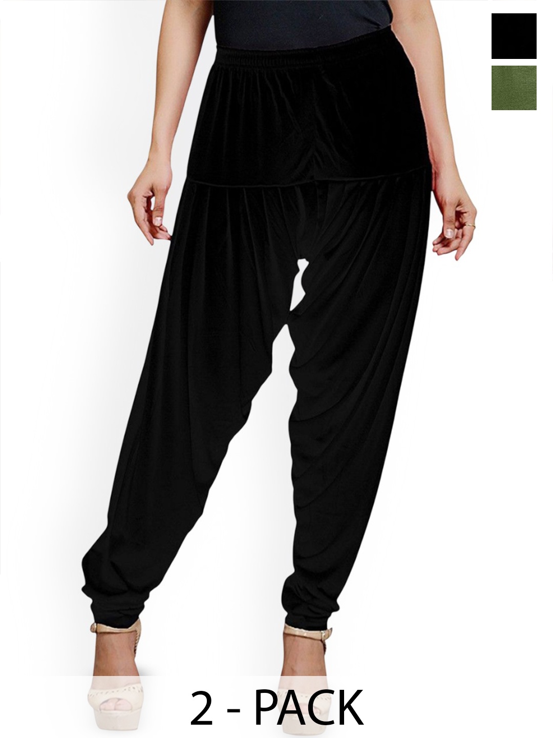 

AFRA GARMENTS Women Pack Of 2 Mid-Rise Loose-Fit Patiala, Green