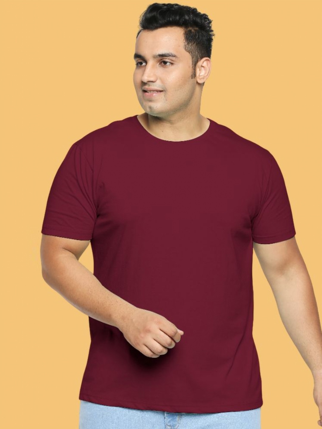 

Wear Your Opinion Men Plus Size Plain Solid 100% Cotton Tshirt, Maroon