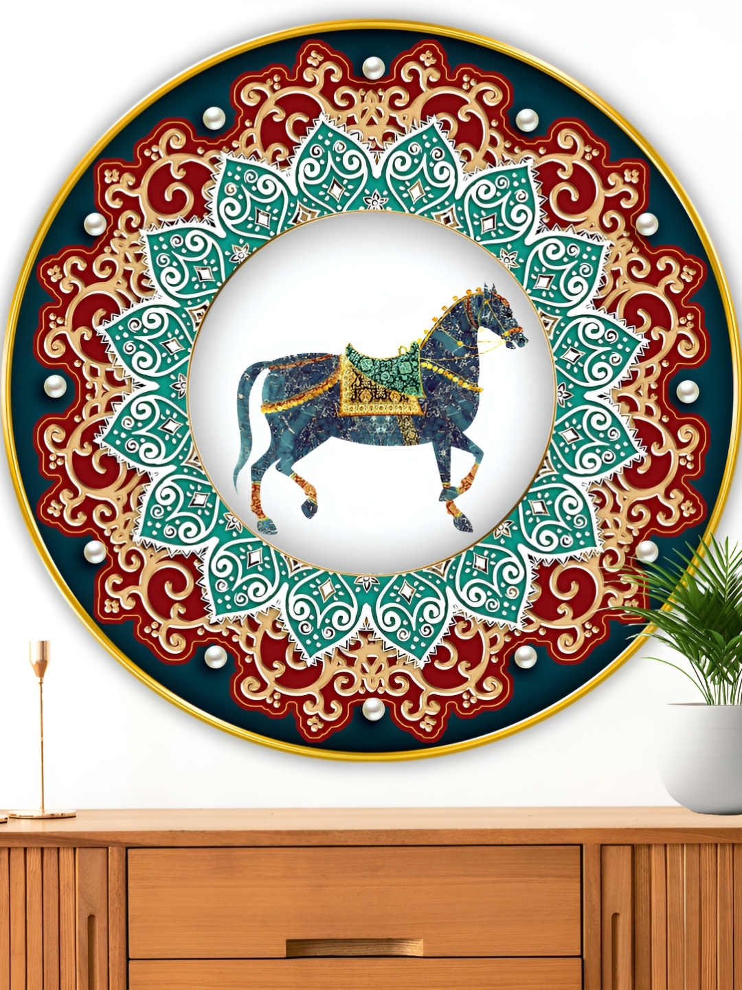 

Myntra Elegant Homes Red & Green Dancing Horse Birds And Animals Wooden Wall Art