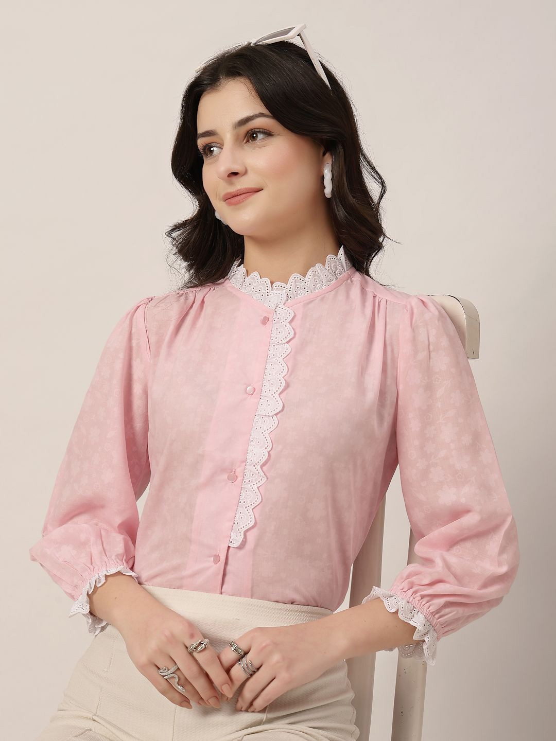 

Style Quotient Women Smart Floral Opaque Formal Shirt, Pink