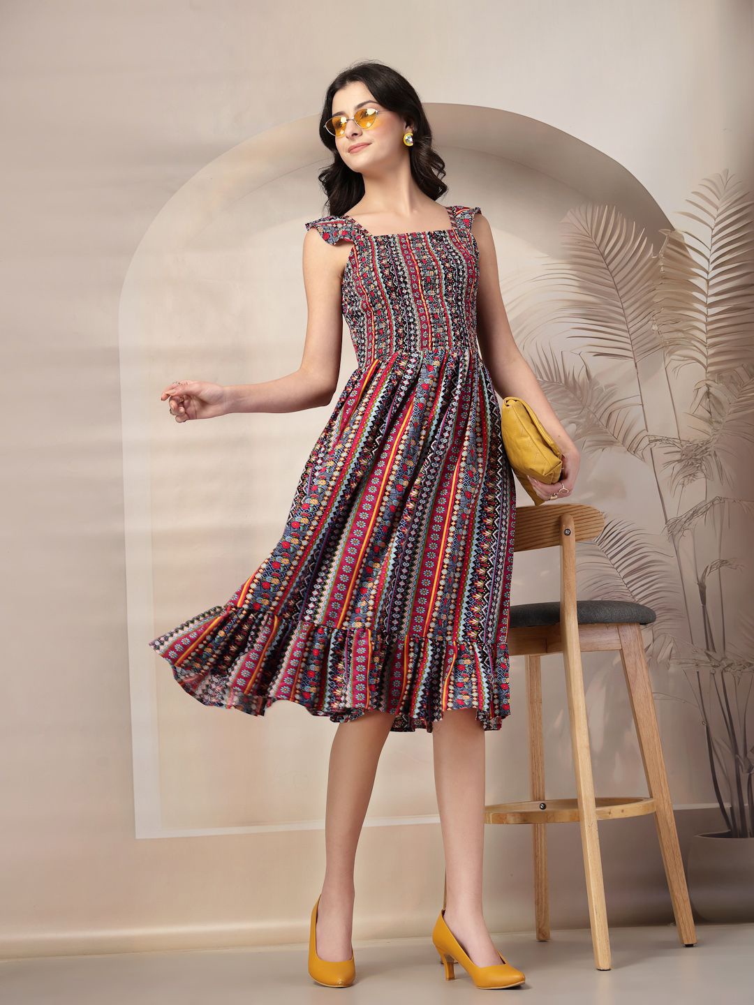 

Style Quotient Ethnic Motifs Print Fit & Flare Maxi Dress, Multi