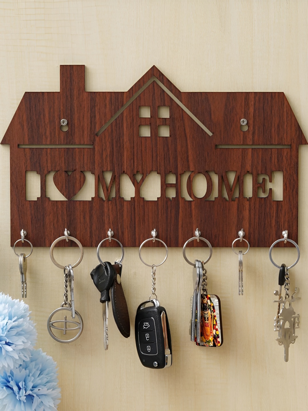 

Webelkart Premium Brown I Love My Home Wooden 7 Hooks Key Holders