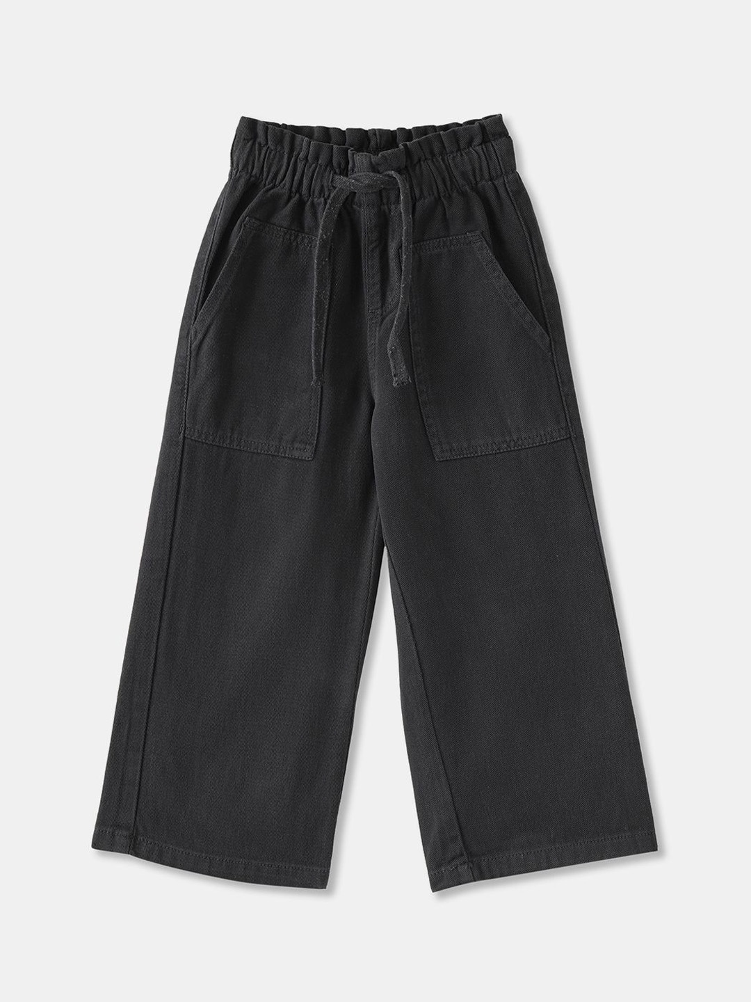 

R&B Girls Regular Fit Mid-Rise Culottes Trousers, Black