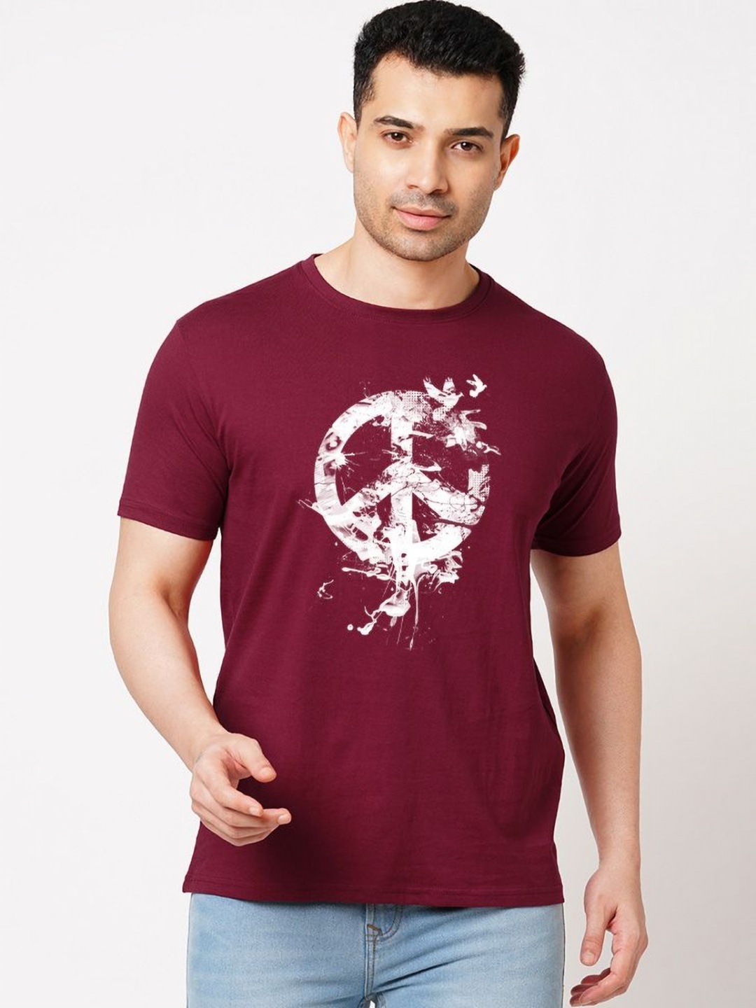 

Wear Your Opinion Men Graphic Printed Round Neck Cotton T-shirt, Maroon