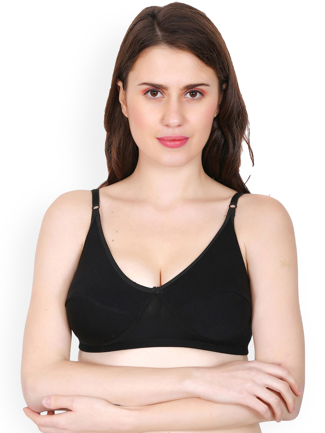 

chia fashions Pack Of 2 Full Coverage Padded Cups Lingerie Set, Black