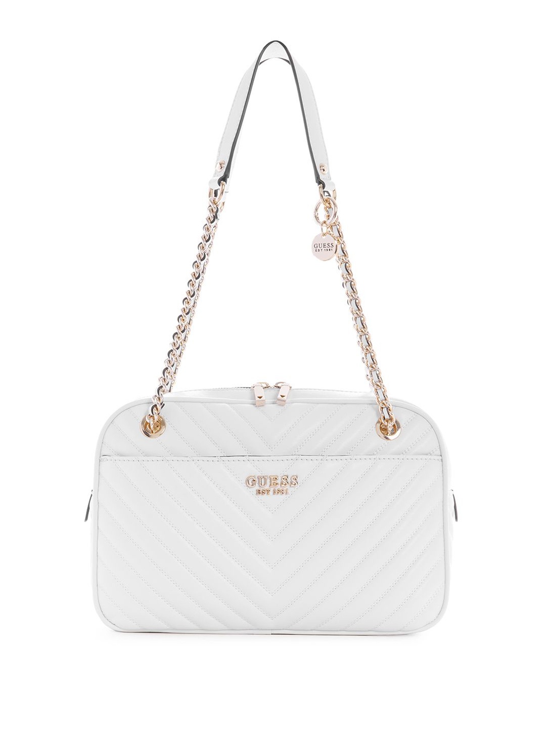 

GUESS Textured PU Shopper Shoulder Bag with Tasselled, White