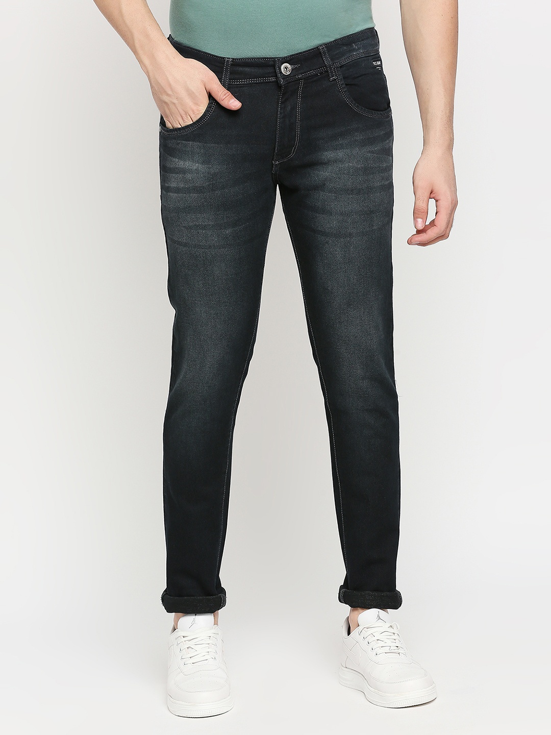 

TCI Men Slim Fit Light Fade Mid-Rise Cotton Jeans, Blue