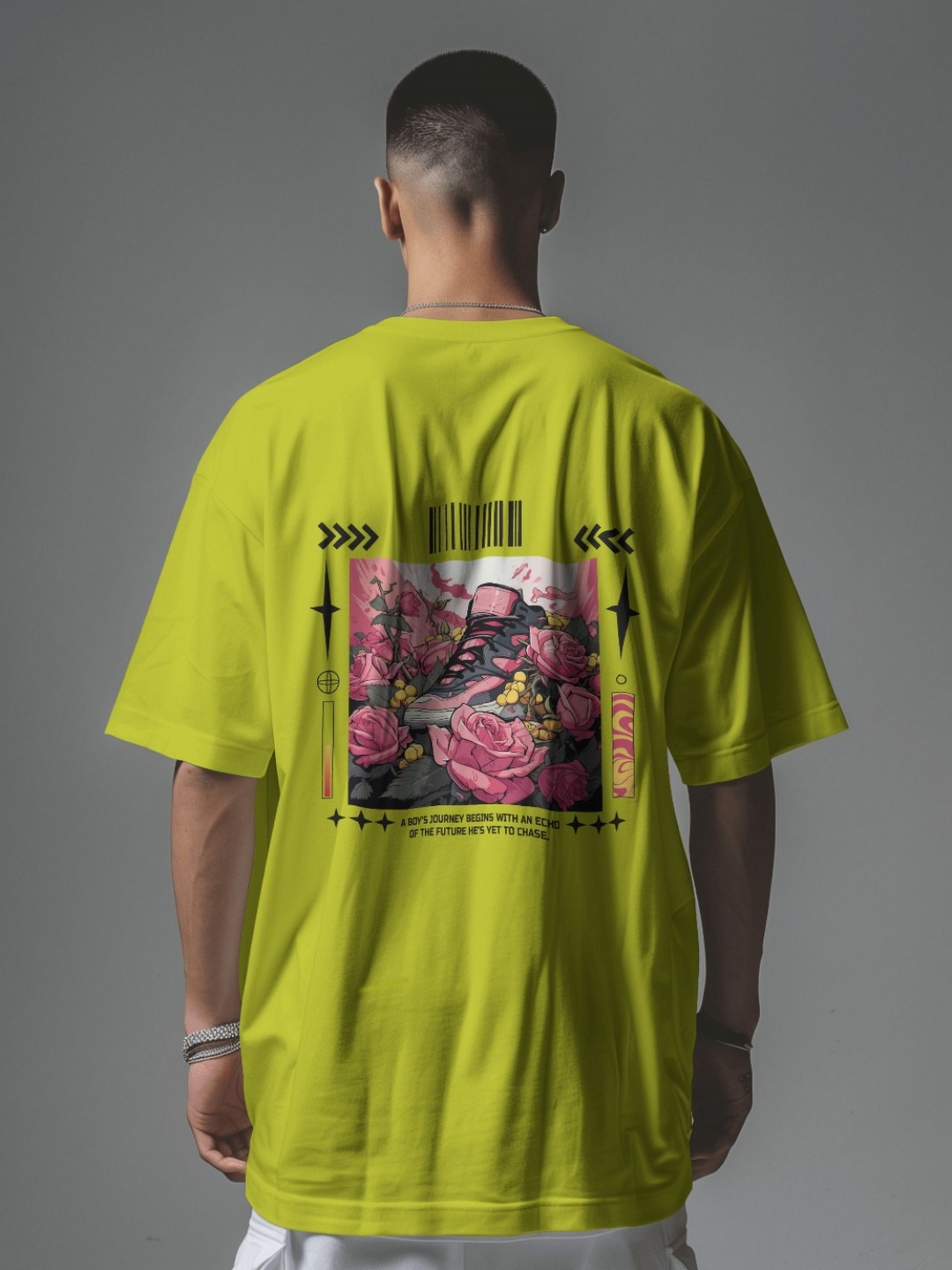 

C CALOYA Men Printed Applique T-shirt, Mustard