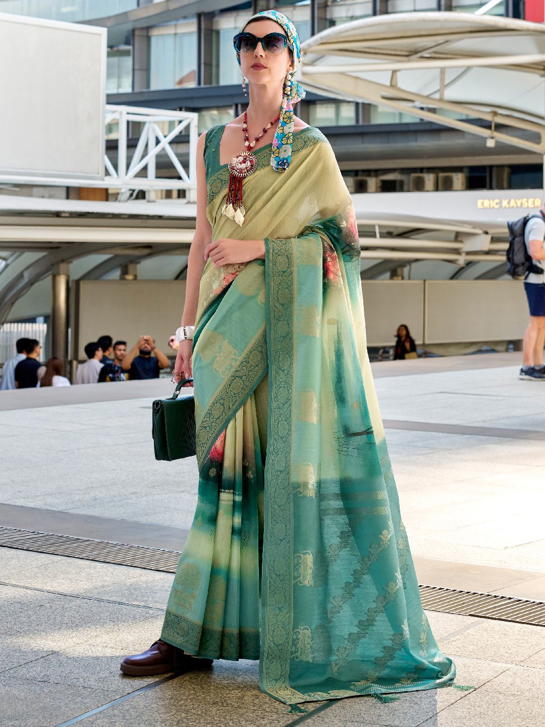 

LeeliPeeri Designer Women Woven Design Zari Saree, Sea green
