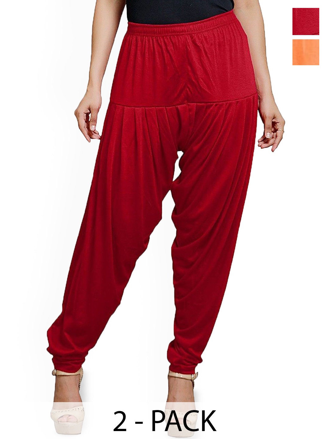 

AFRA GARMENTS Women Pack Of 2 Solid Loose Fit Patiala, Orange