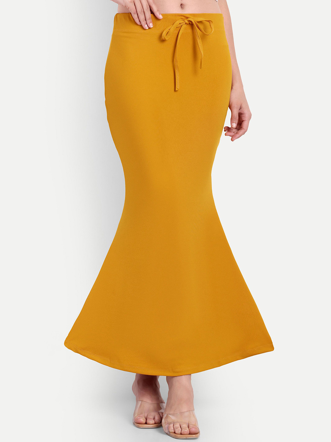 

Bureaucrat Women Solid Mermaid Fishcut Saree Shapewear, Mustard