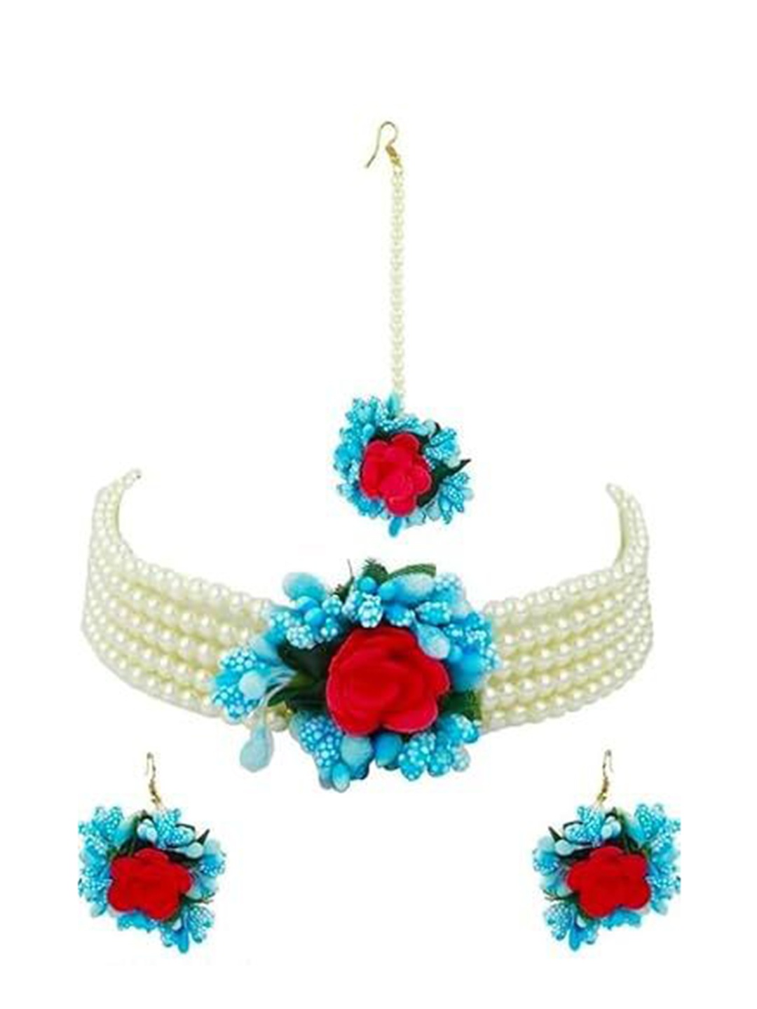 

Vrindavanstore.in Flower Artificial Beads Beaded Jewellery Set, Gold