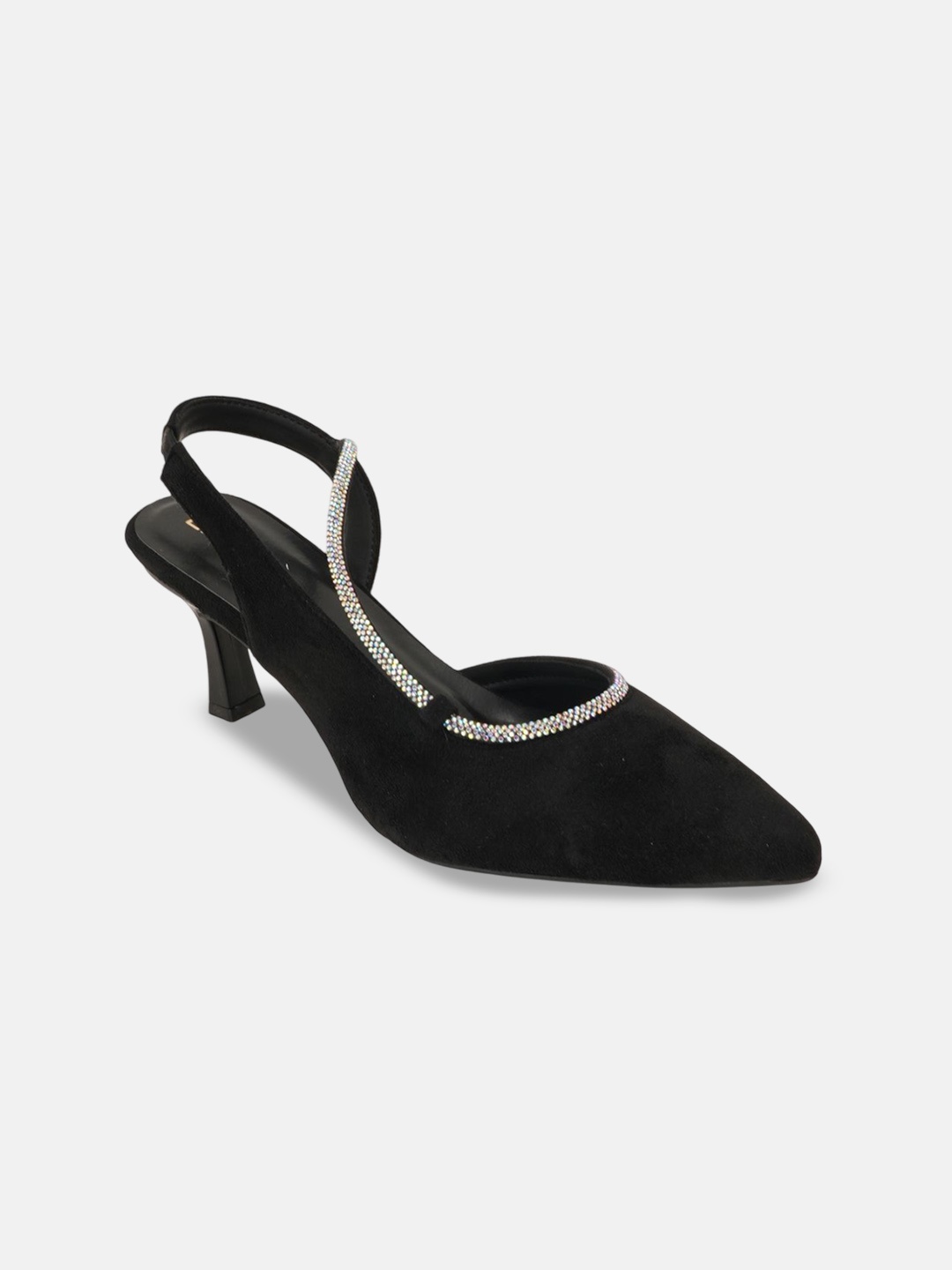 

Lavie Embellished Velvet Slim Heeled Pumps, Black