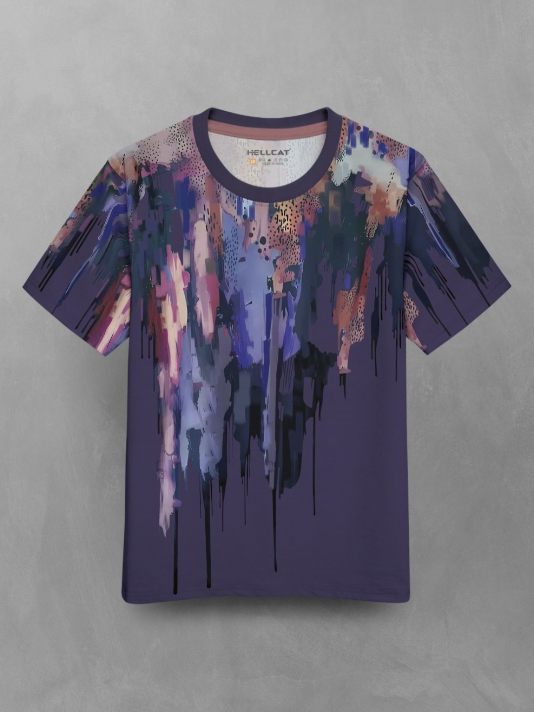 

HELLCAT Boys Abstract Printed Round Neck T-shirt, Lavender