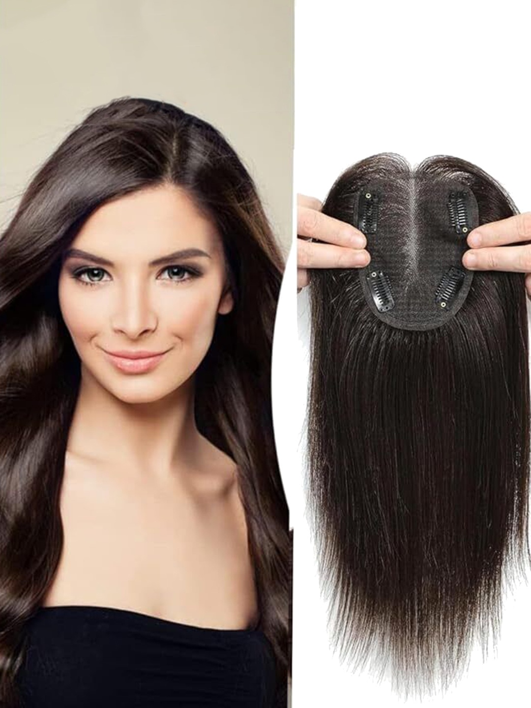 

vister Clip-In Straight Hair Topper - Natural Brown - 16 Inch