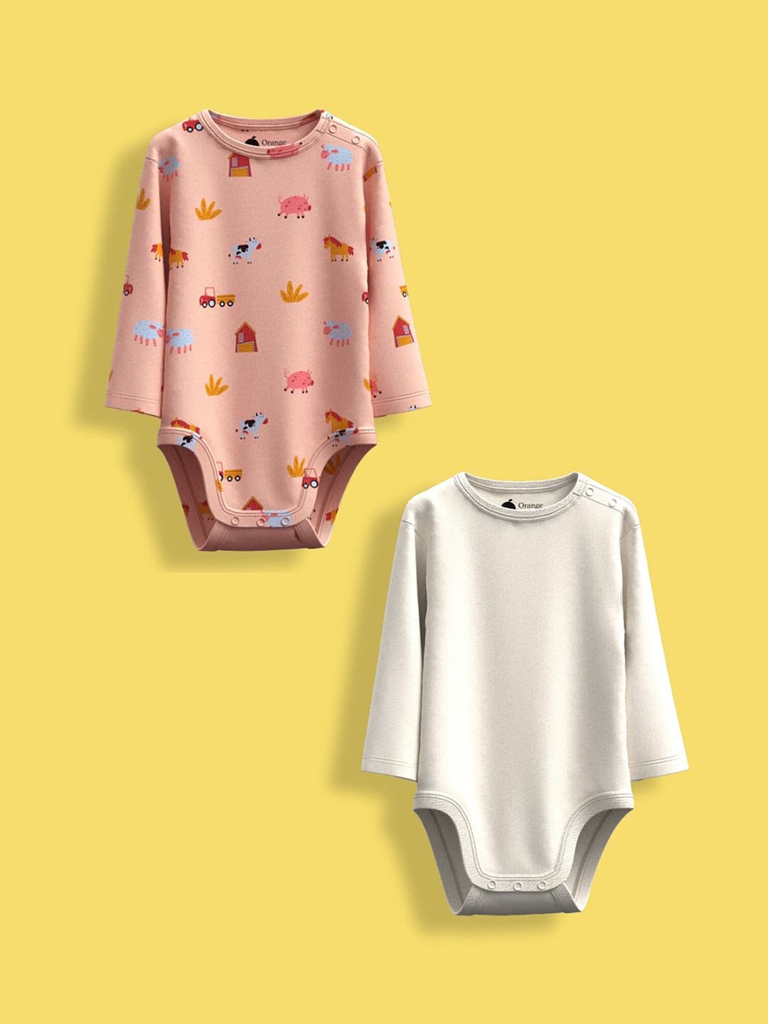 

Orange Sugar Infants Pack Of 2 Printed Cotton Bodysuits