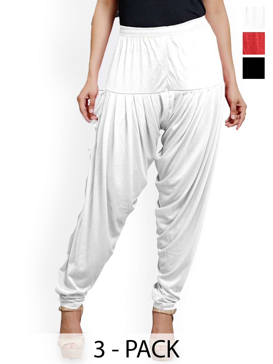 

AFRA GARMENTS Women Pack Of 3 Loose-Fit Patiala, White