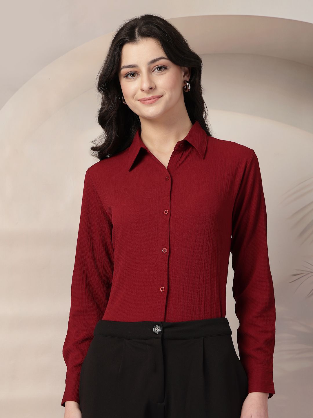 

Style Quotient Women Smart Opaque Formal Shirt, Maroon