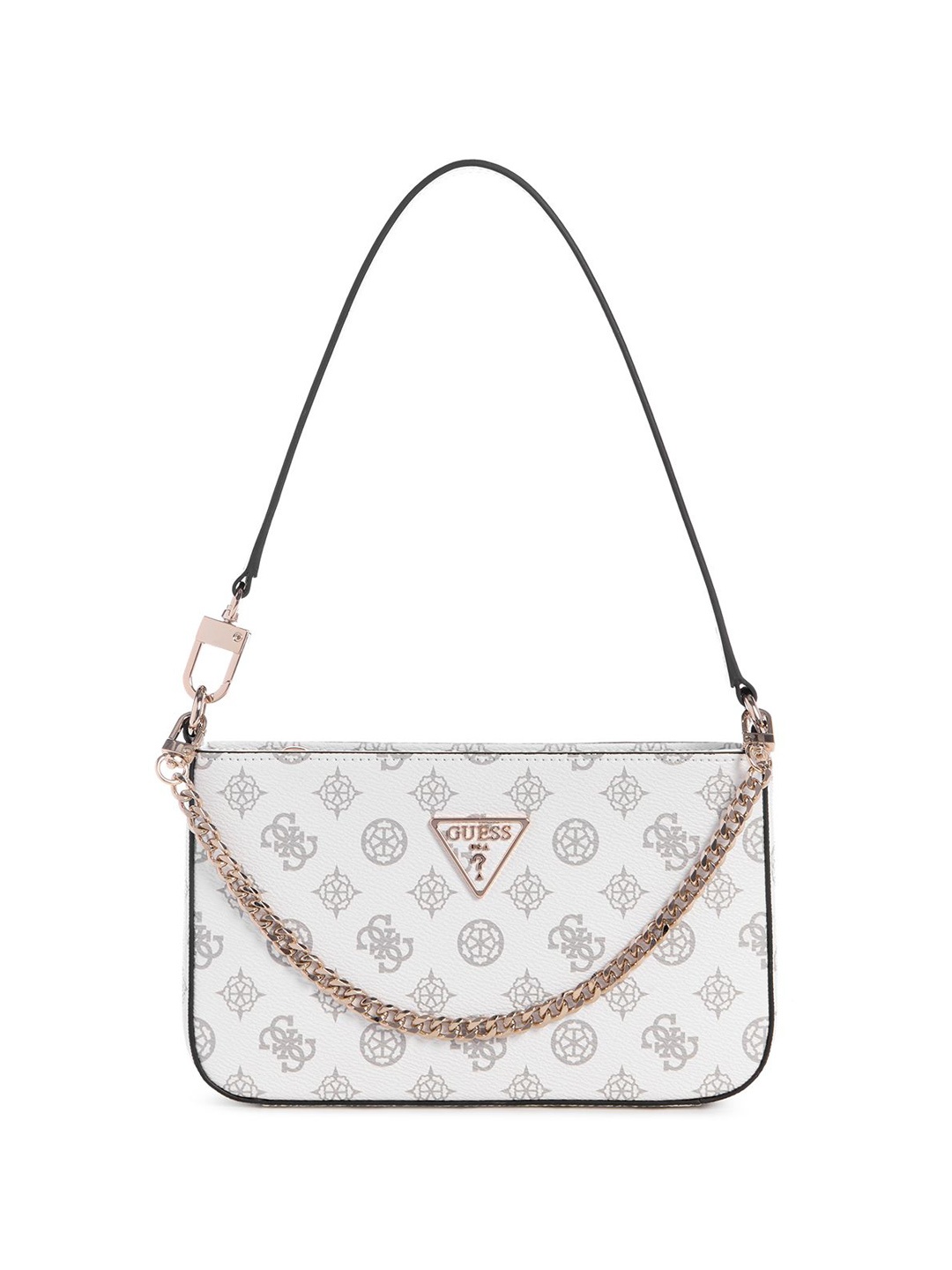 

GUESS Women Brand Logo Printed Structured Shoulder Bag, White