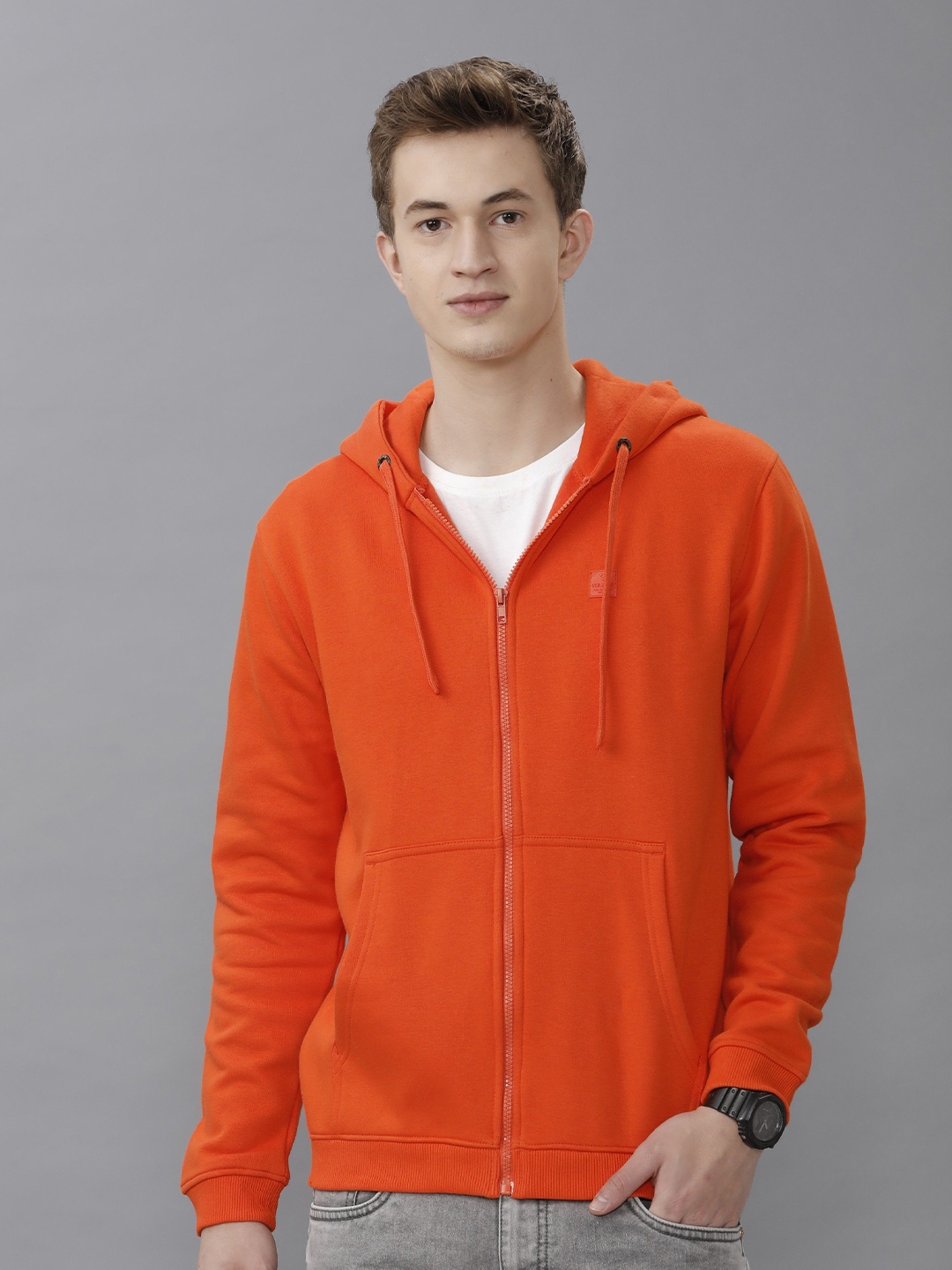 

Voi Jeans Men Hooded Cotton Sweatshirt, Orange