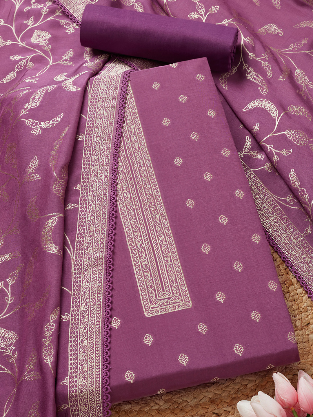 

Soch Unstitched Dress Material, Lavender