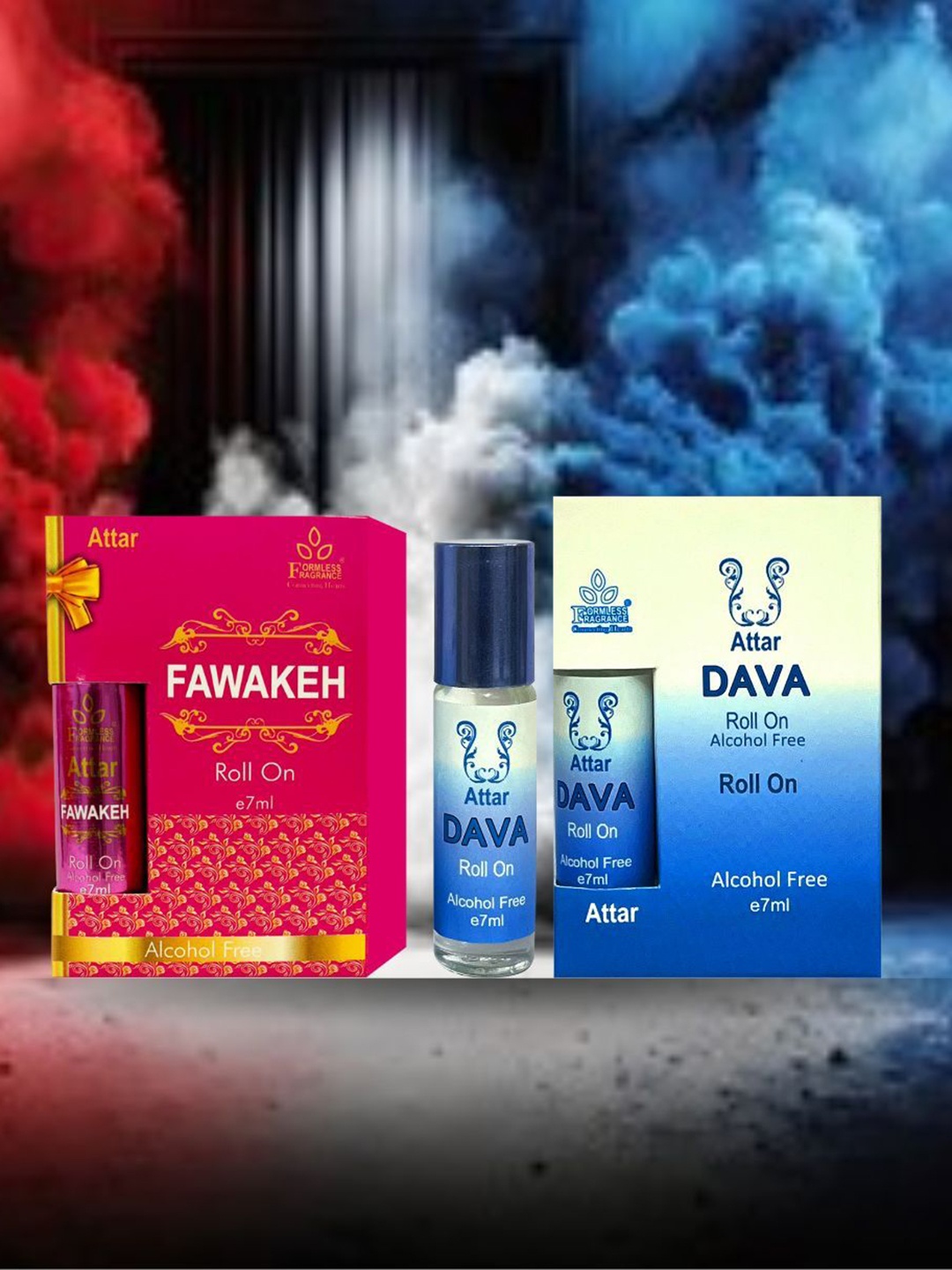 

Formless Fragrance Set Of 2 Fawakeh & Dava Long Lasting Attar- 7 ml Each, Red