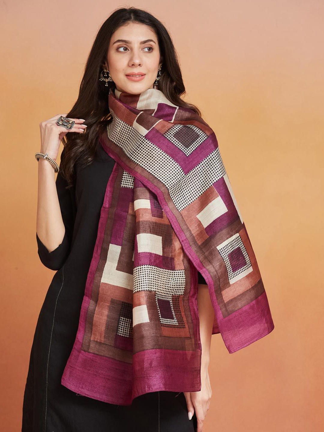 

Fabindia Women Printed Stole, Purple