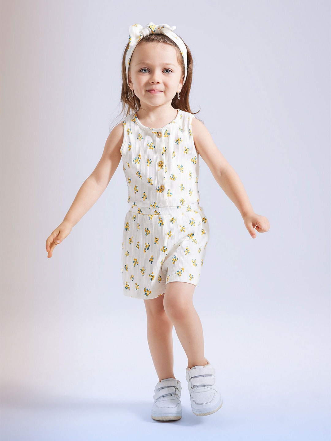 

DeFacto Girls Fashion Printed Jumpsuit, White