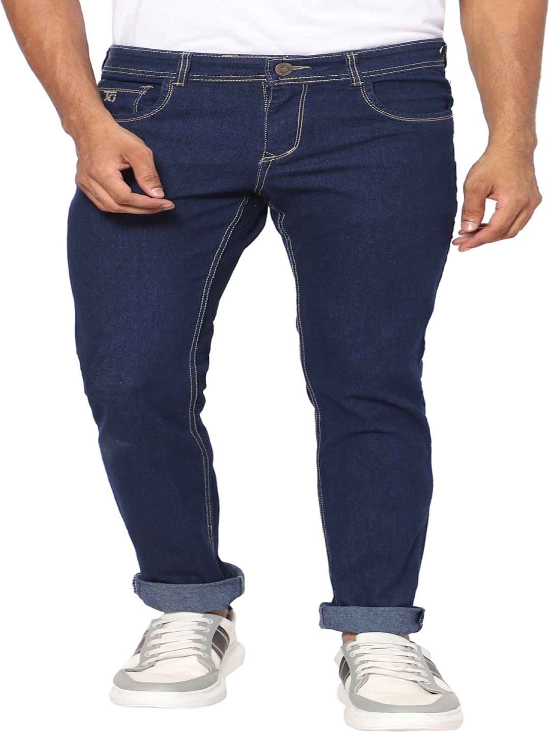 

TCI Men Skinny Fit Mid-Rise Cotton Jeans, Blue