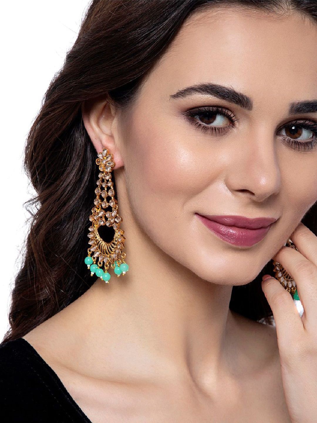 

DressBerry Leaf Shaped Drop Earrings, Gold