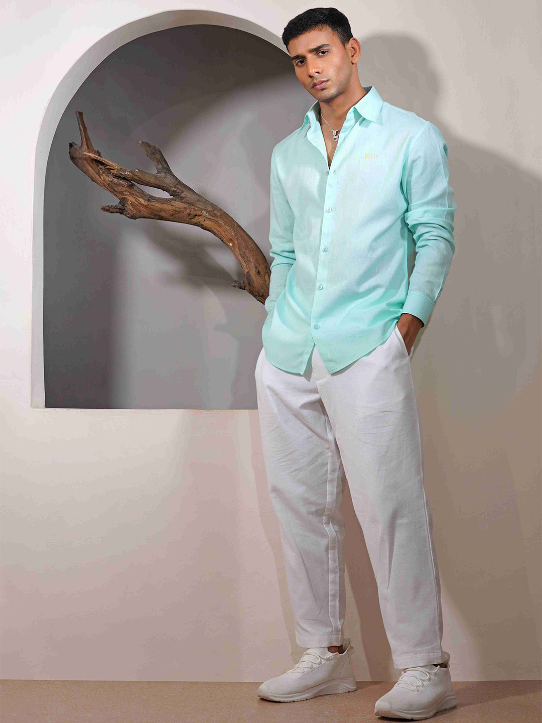

Eleven Brothers Bubble Gum Casual Linen Shirt, Teal