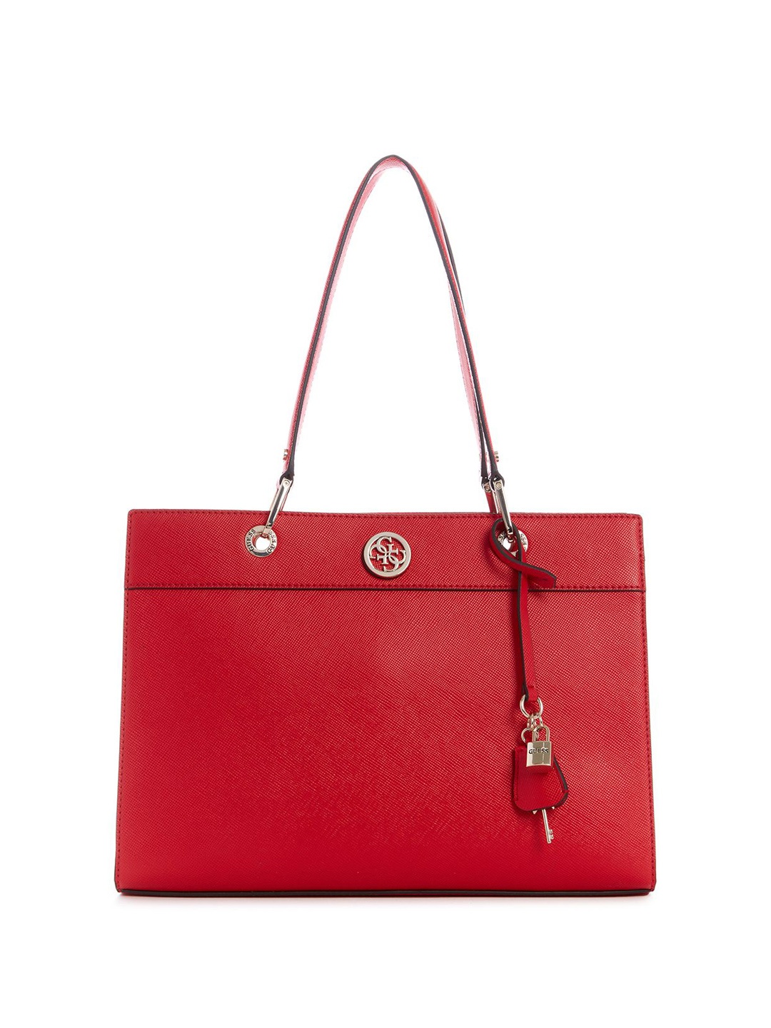 

GUESS PU Bucket Shoulder Bag with Tasselled, Red