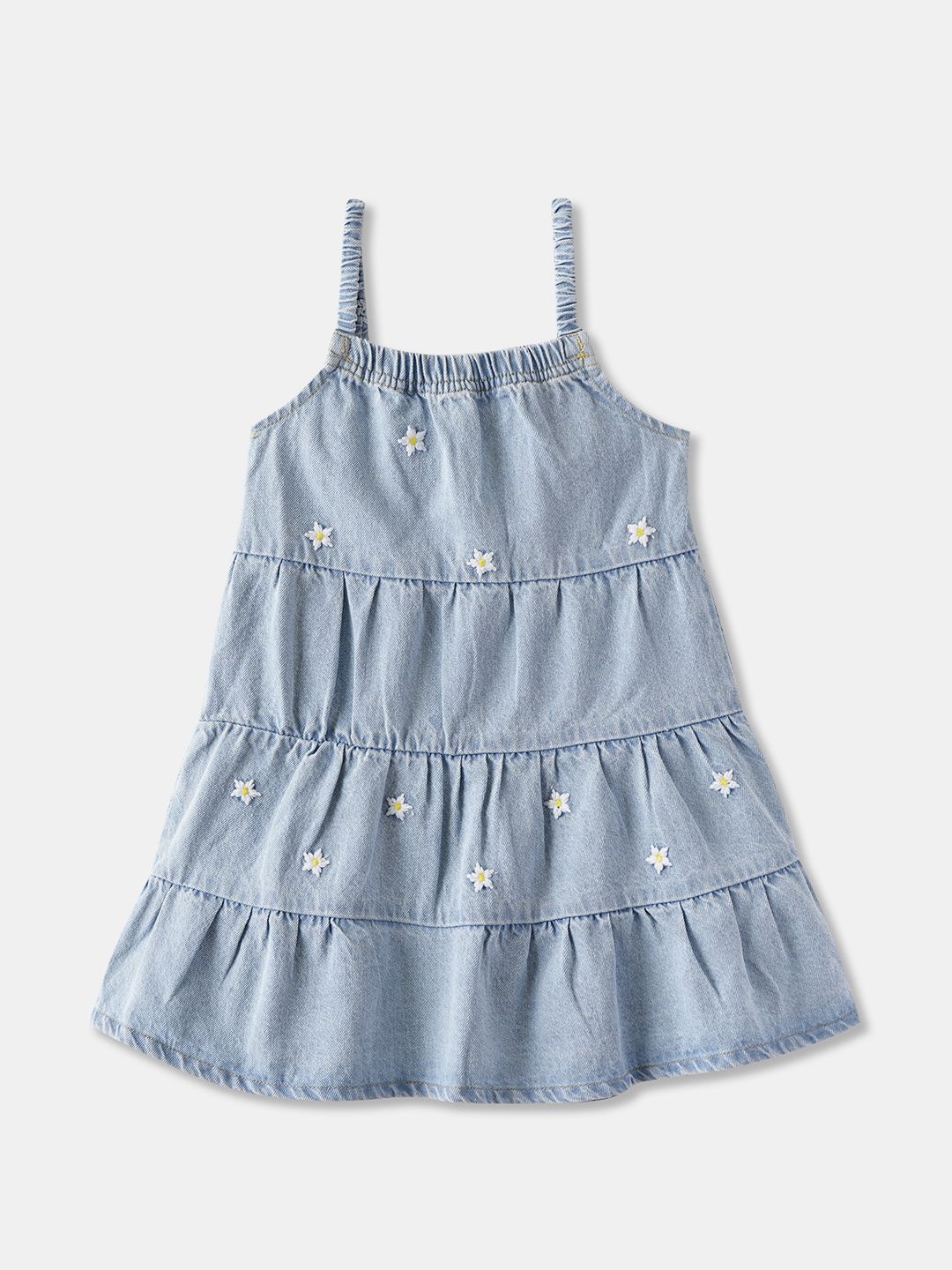 

R&B Girls Denim peplum Dress, Blue