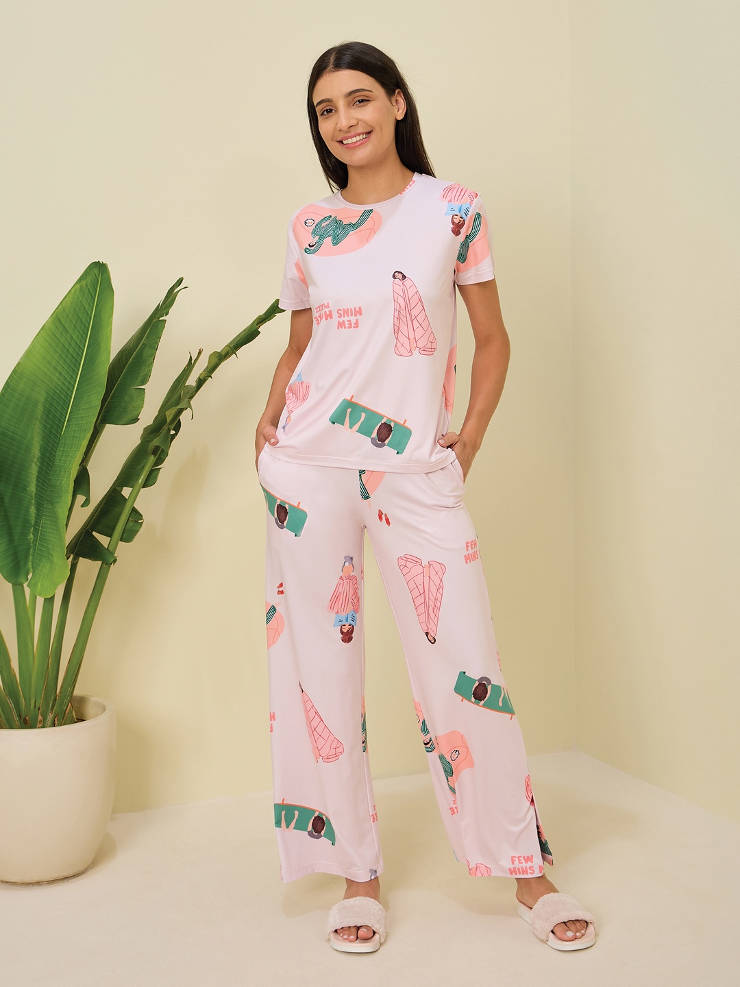 

Sweet Dreams Women Graphic Printed Night suit, Pink