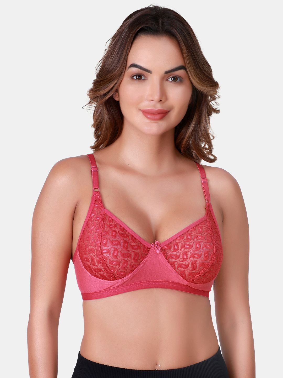 

SKDREAMS Women Non Padded Full Coverage Bra, Red