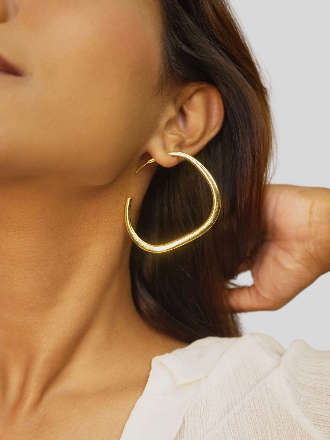 

House of Pehr Gold-Plated Crescent Shaped Hoop Earrings