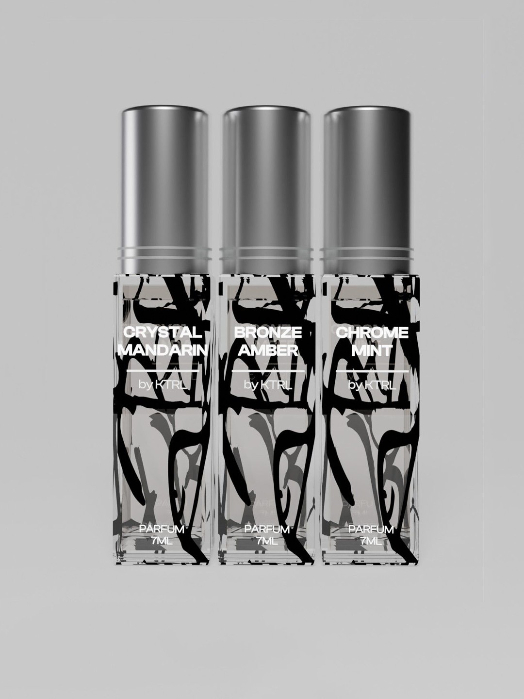 

KTRL Set Of 3 Crystal Mandarin- Bronze Amber & Chrome Mint Extrait De Parfum - 7 ml Each, Black